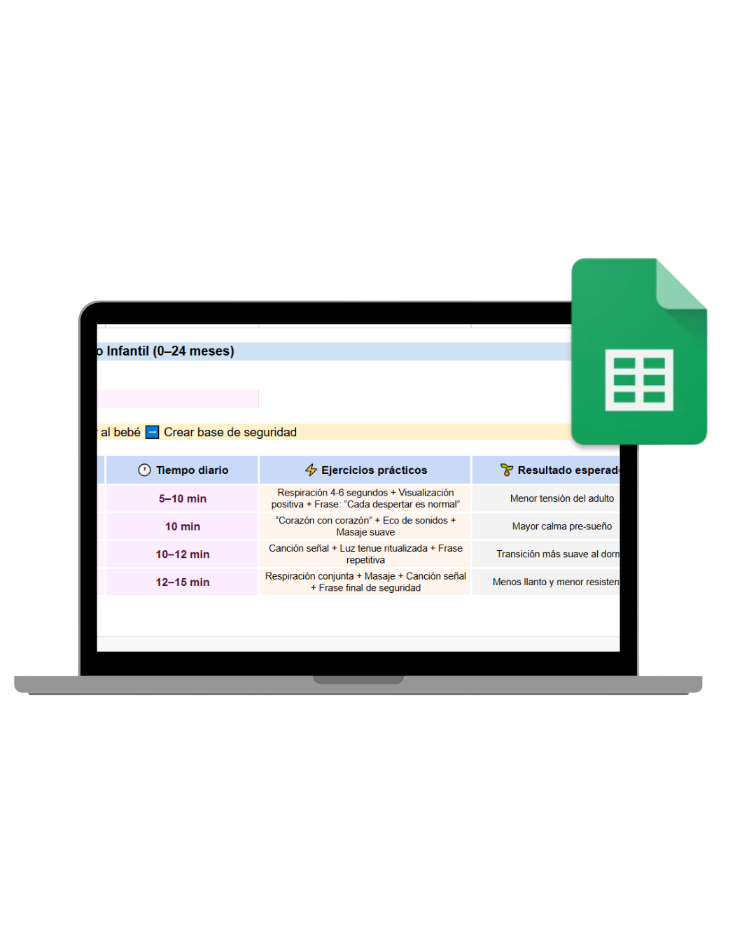 Plantilla con ejercicios para las diferentes etapas de tu bebé